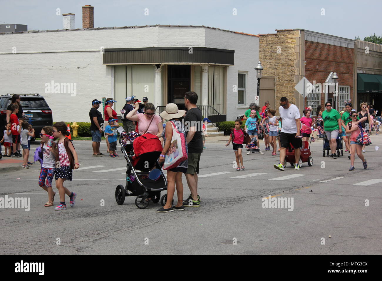 Small town scene from the Memorial Day Parade 2018 in upscale Park