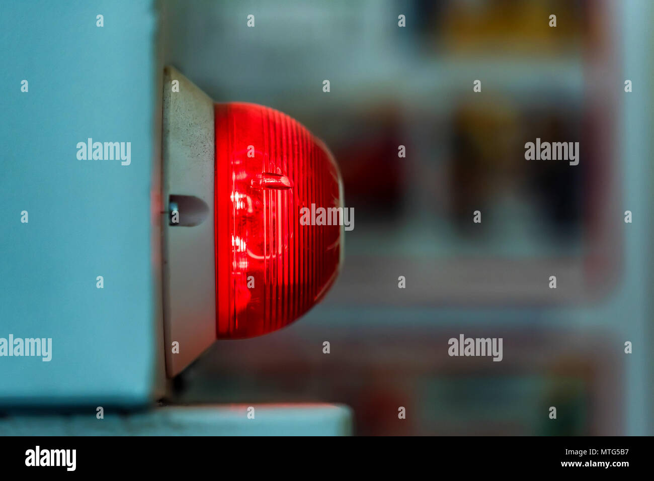 Red industrial signal lamp close Stock Photo