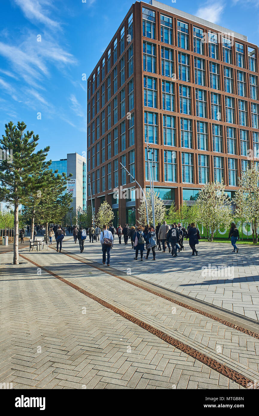 Coventry Friar Gate development site with people walking through the new public realm area Stock Photo