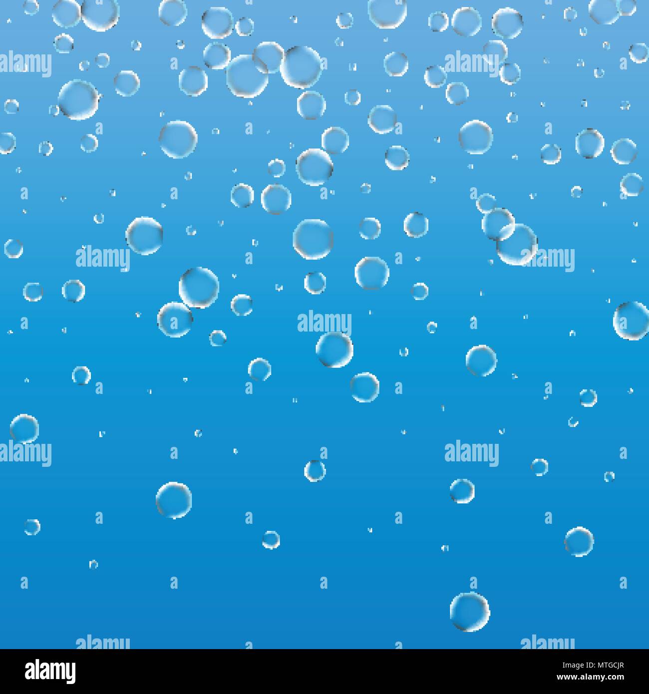Bubbles In Water On Blue Background Horizontal Seamless Pattern