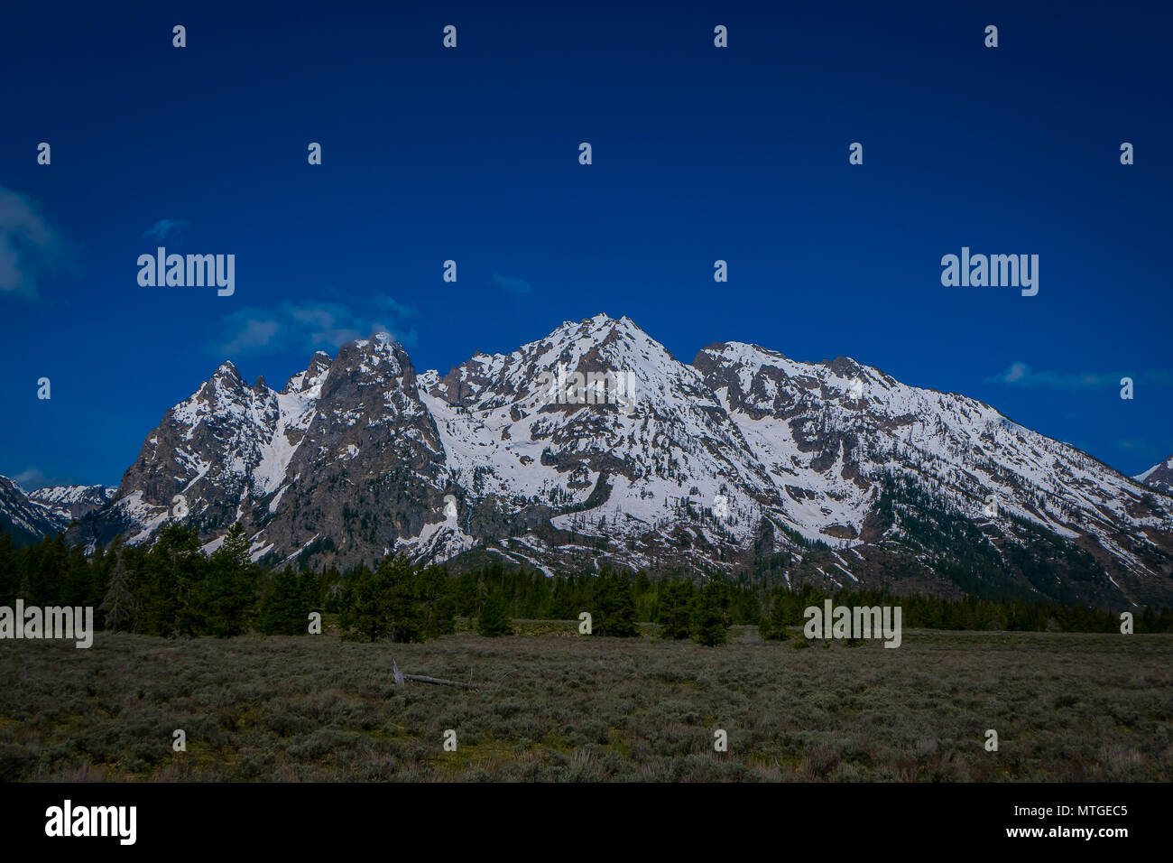 Beautiful Landscape Of The Grand Tetons Range And Peaks Located Inside The Grand Teton National Park Wyoming With House Mountain Covered With Snow In The Horizont Stock Photo Alamy