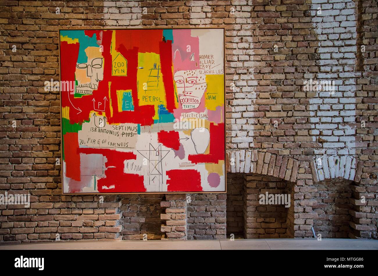 The summer exhibition KÖNIGSKLASSE 2018 taking place in the splendid Herrenchiemsee Palace, is featuring major works from the Pinakothek der Moderne. Stock Photo