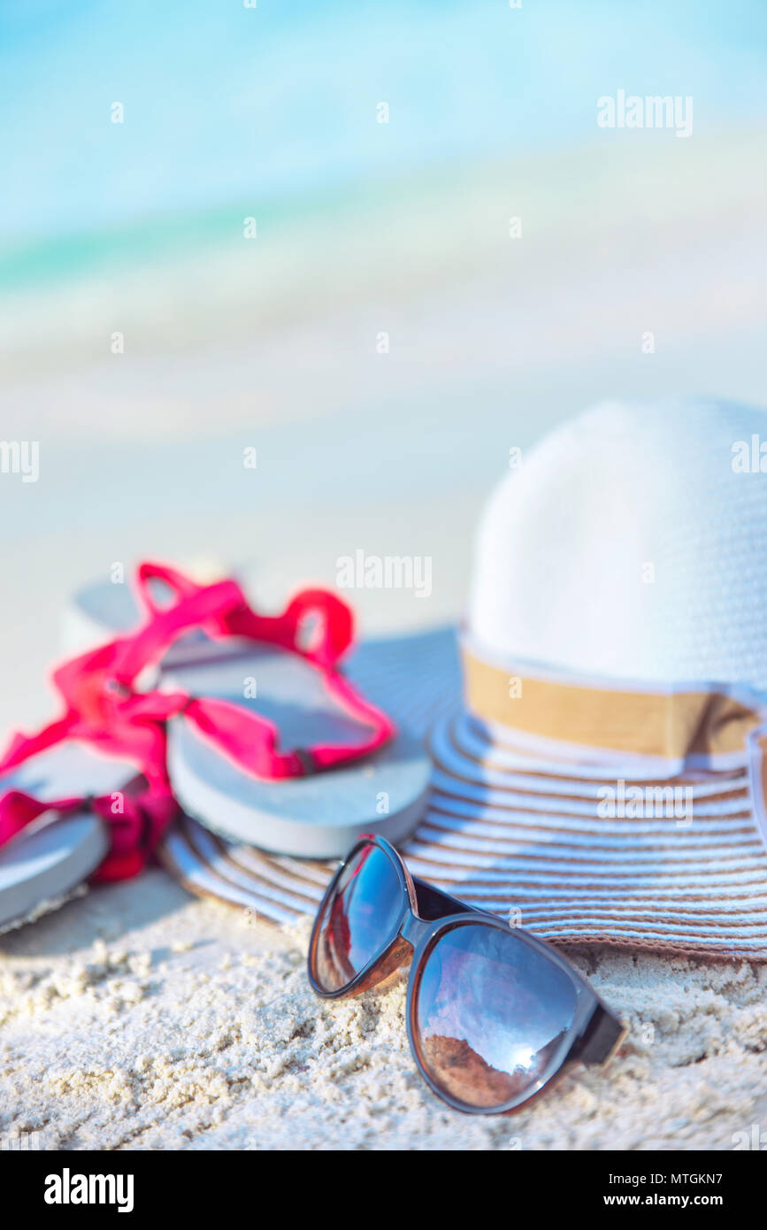 Summer, holiday, vacation accessories - tropical beach Stock Photo
