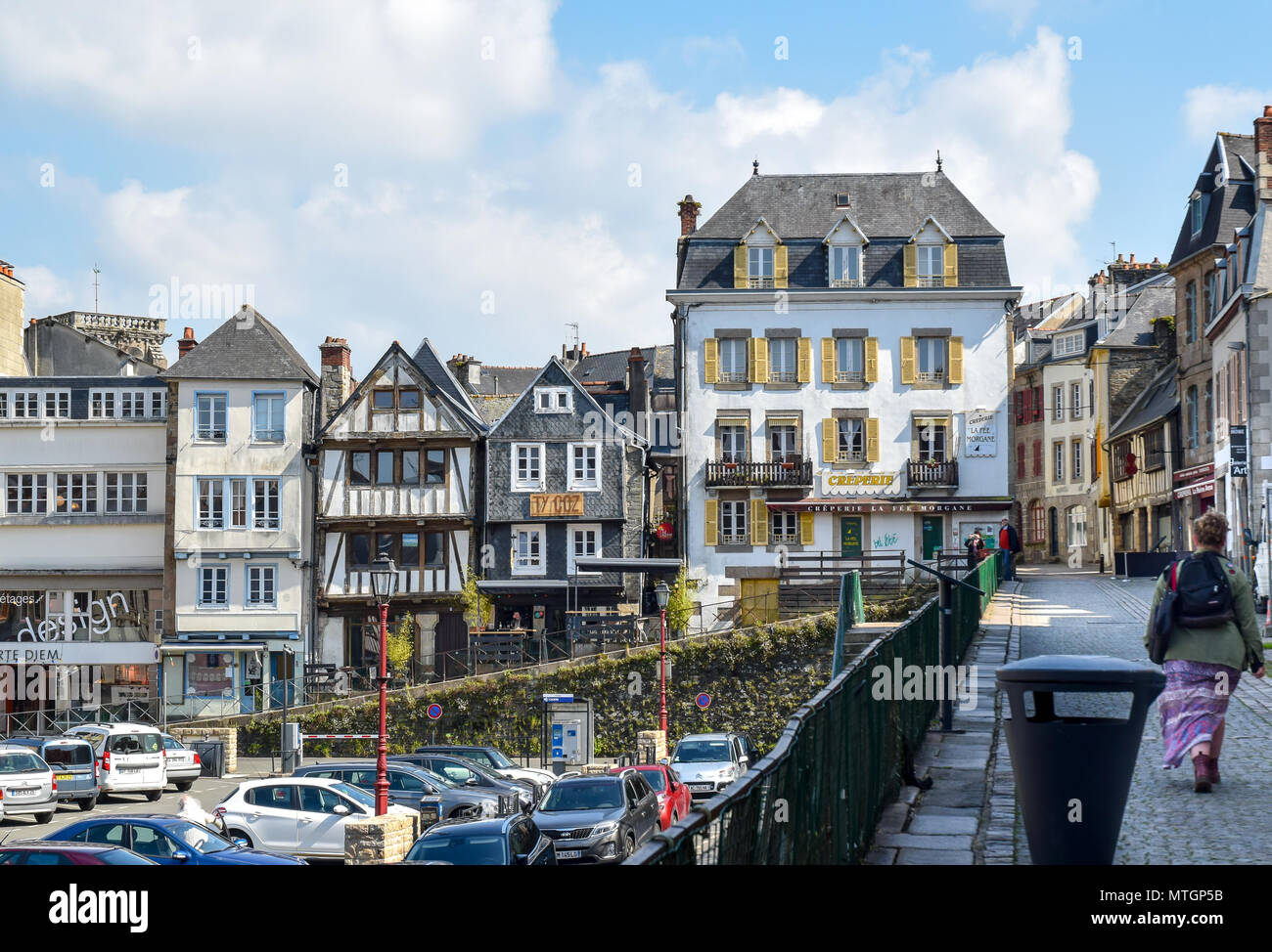 The old town of Morlaix is built on several levels. Stock Photo