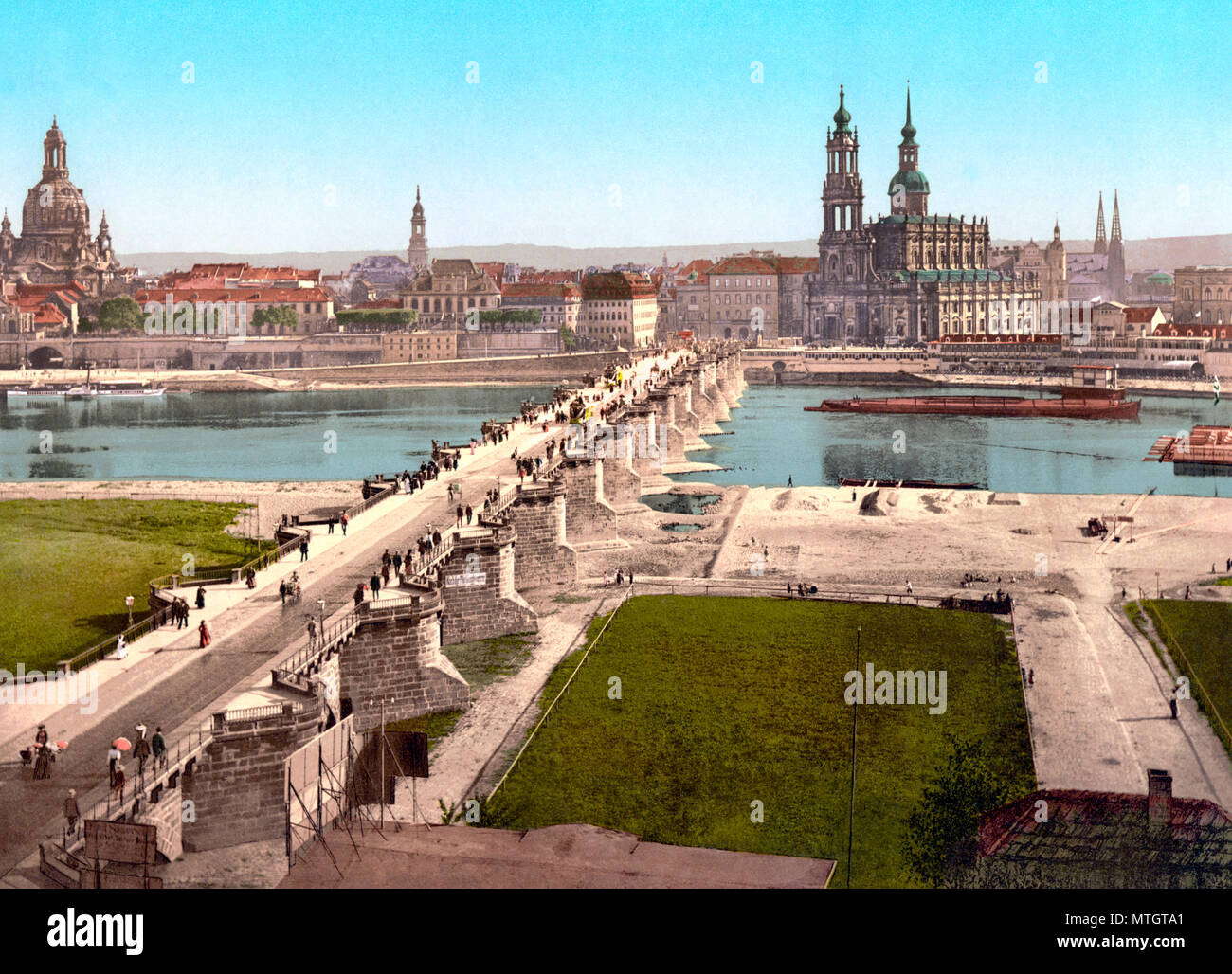 Altstadt (old city), Dresden in the late 19th century. View from the War Ministry, circa 1900 Stock Photo