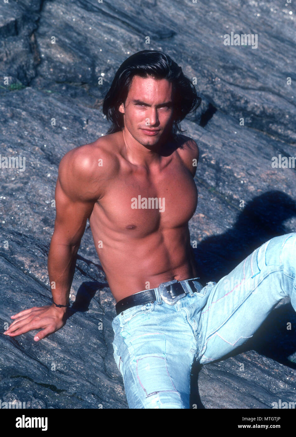 NEW YORK, NY - JUNE 14: (EXCLUSIVE) Model Marcus Schenkenberg poses during a photo shoot on June 14, 1991 in New York City, New York. Photo by Barry King/Alamy Stock Photo Stock Photo