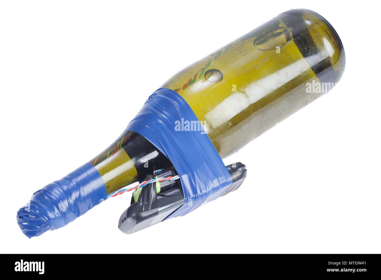 Terrorist weapon - Improvised Explosive Device isolated on white Stock Photo
