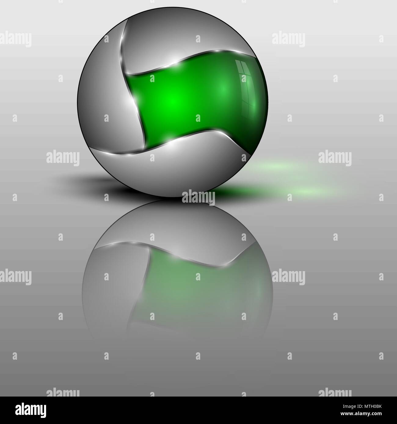 Vector illustration of green colorful sphere as emblem Stock Vector