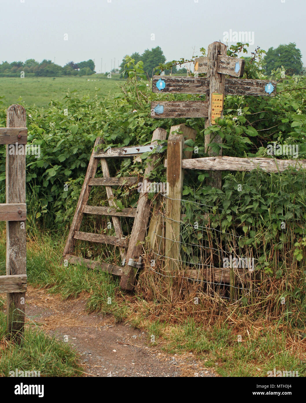 The South Downs Way and Downs Link at Beeding, West Sussex Stock Photo