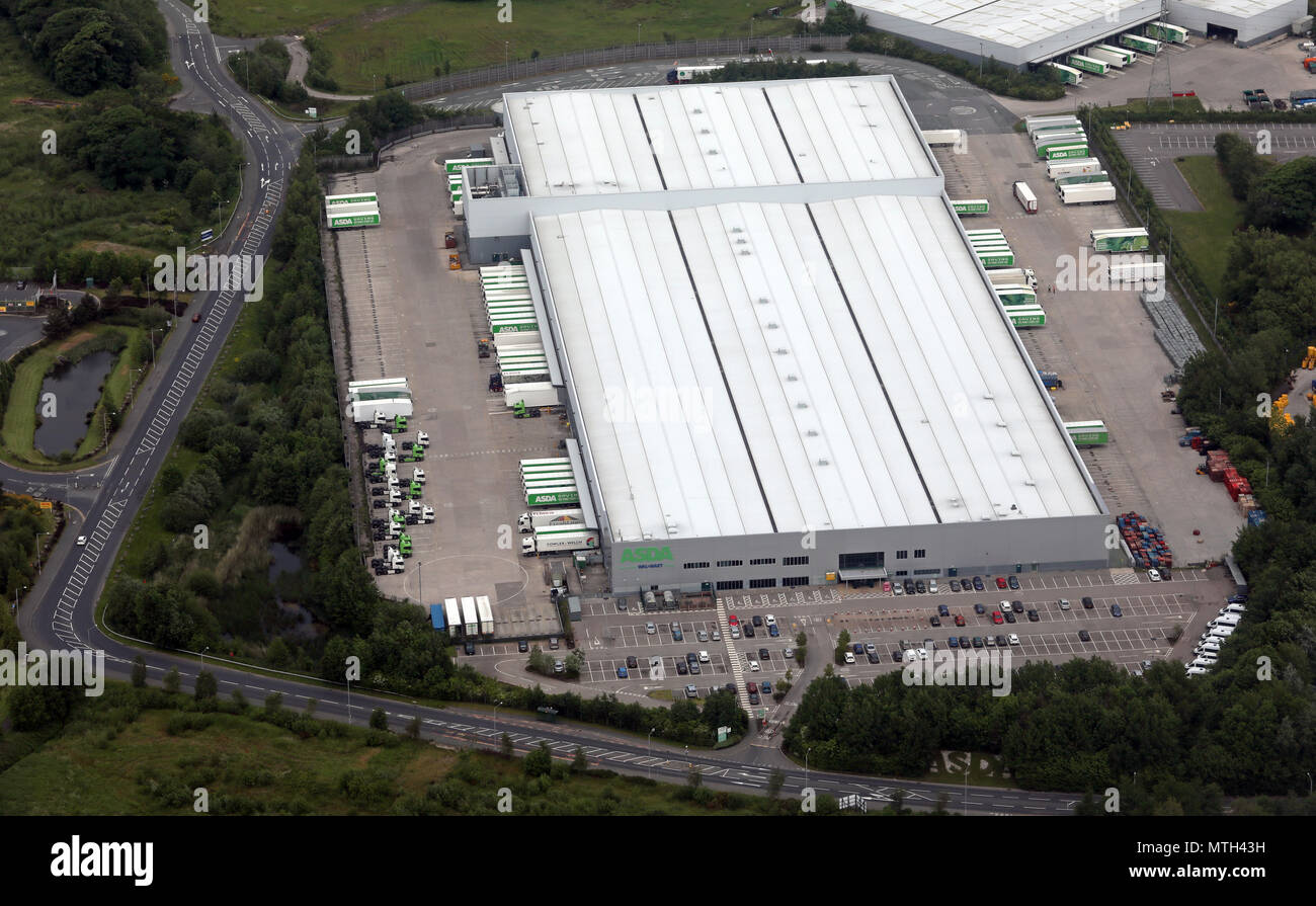 aerial view of the Asda RDC distribution centre at Skelmersdale, Lancashire Stock Photo