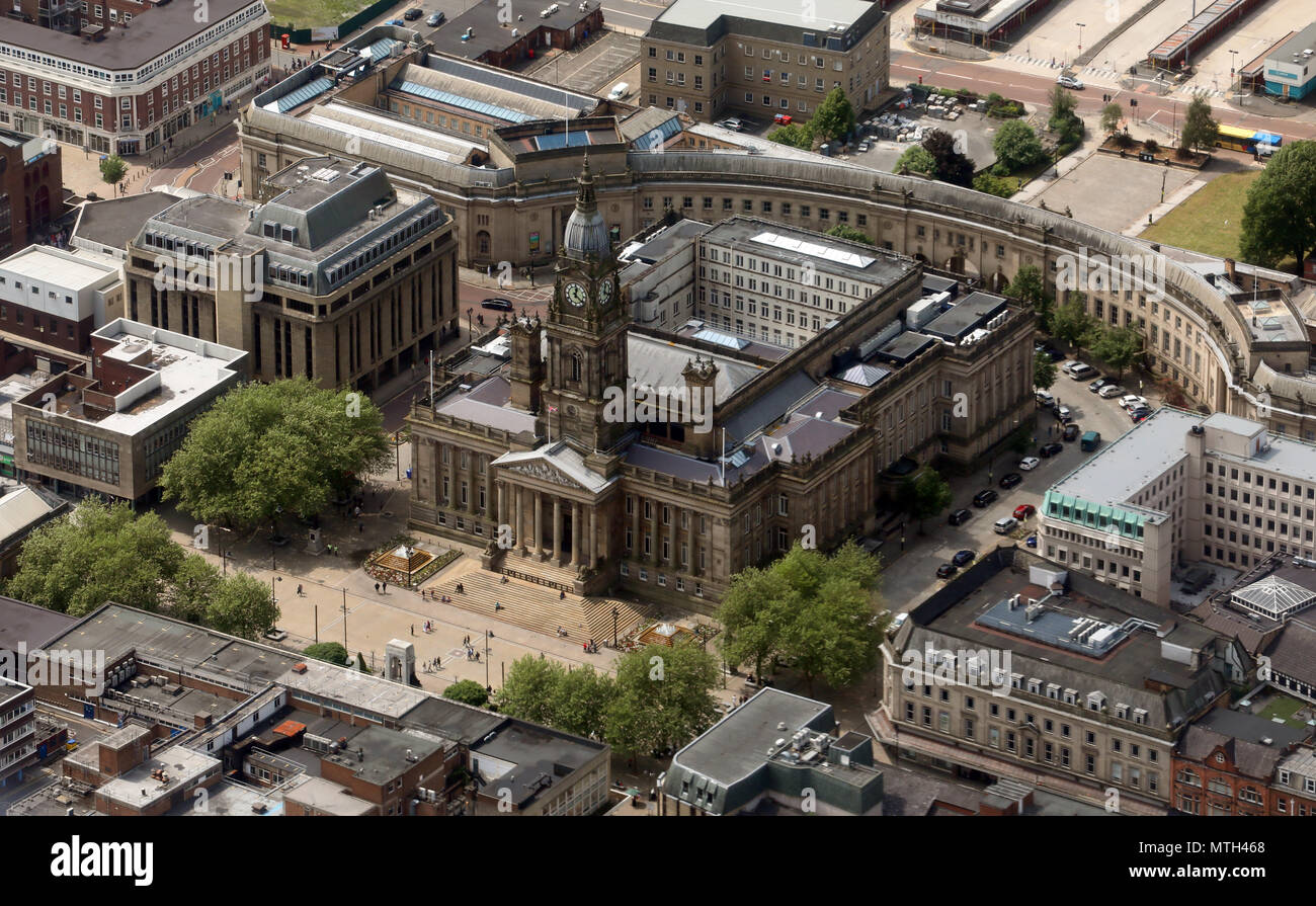 aerial view of Bolton Town Hall, UK Stock Photo