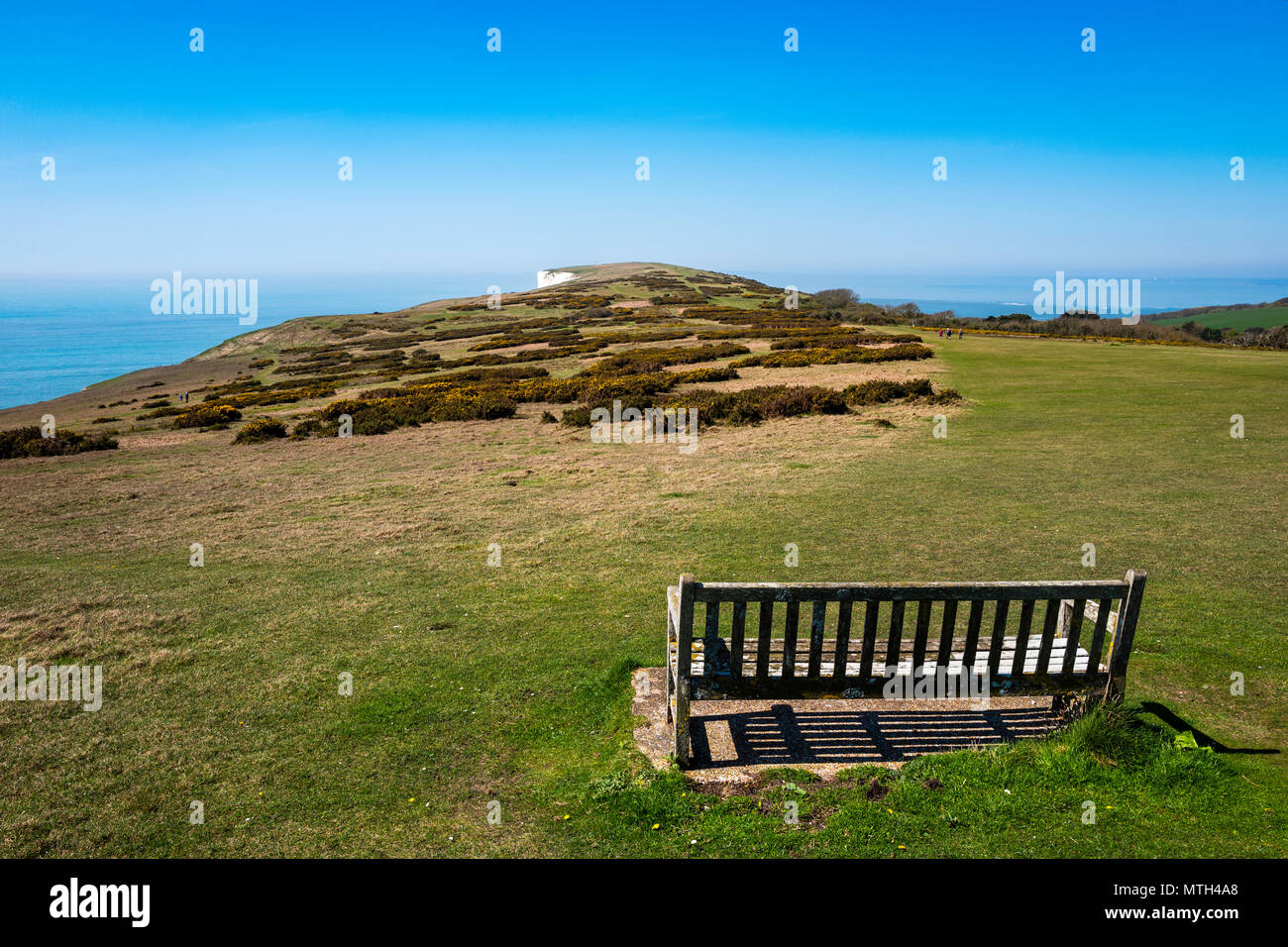 View of Tennyson Down looking west towards the Needles, Isle of Wight, Hampshire, UK. Stock Photo