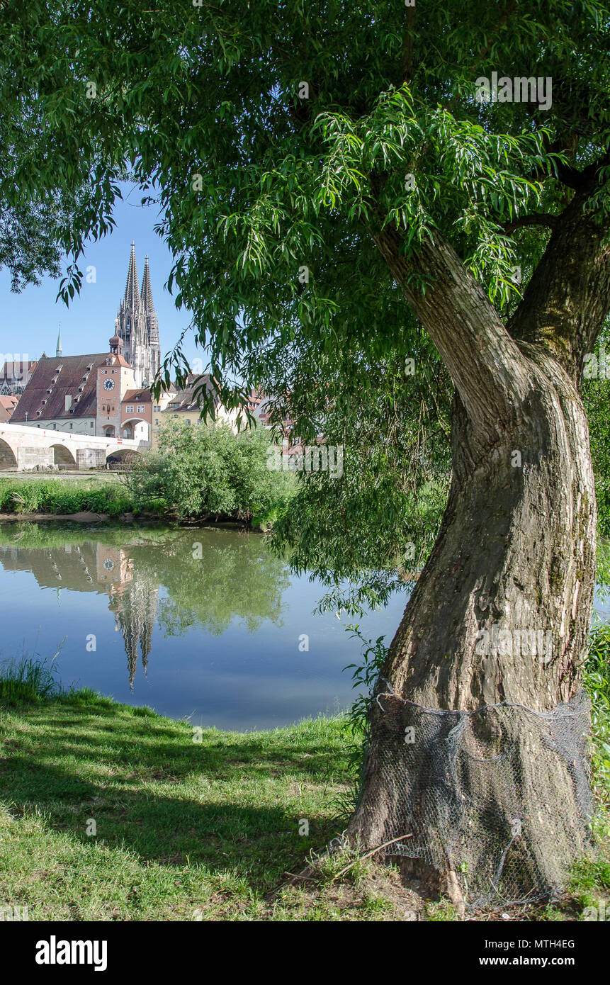 Regensburg is the best-preserved medieval city in Germany. Almost 1,000 monuments are located closely together in the city centre. Stock Photo