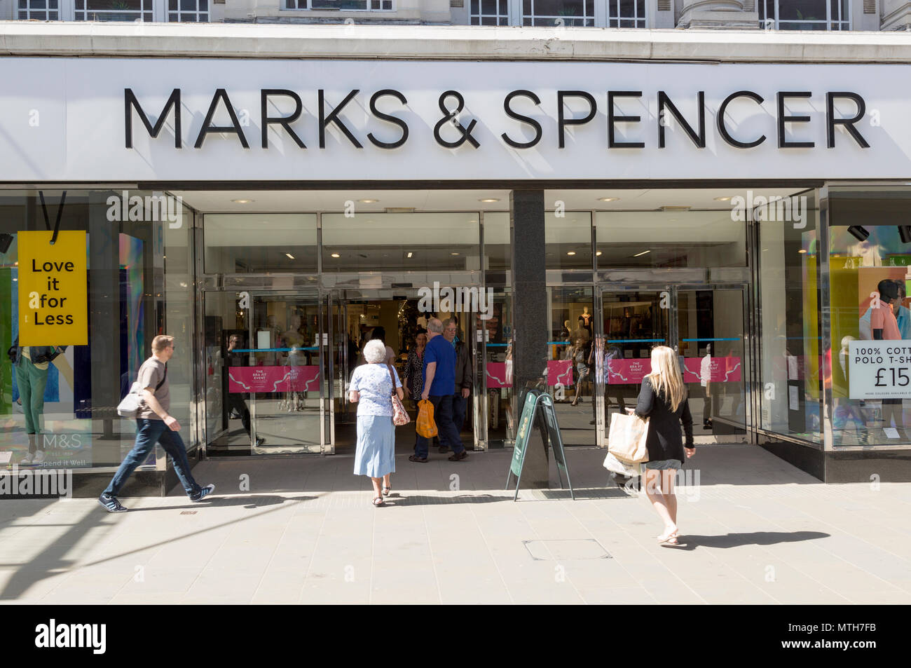 Marks and Spencer shop store entrance in Regent Street, Brunel Centre,  Swindon, Wiltshire, England, UK Stock Photo