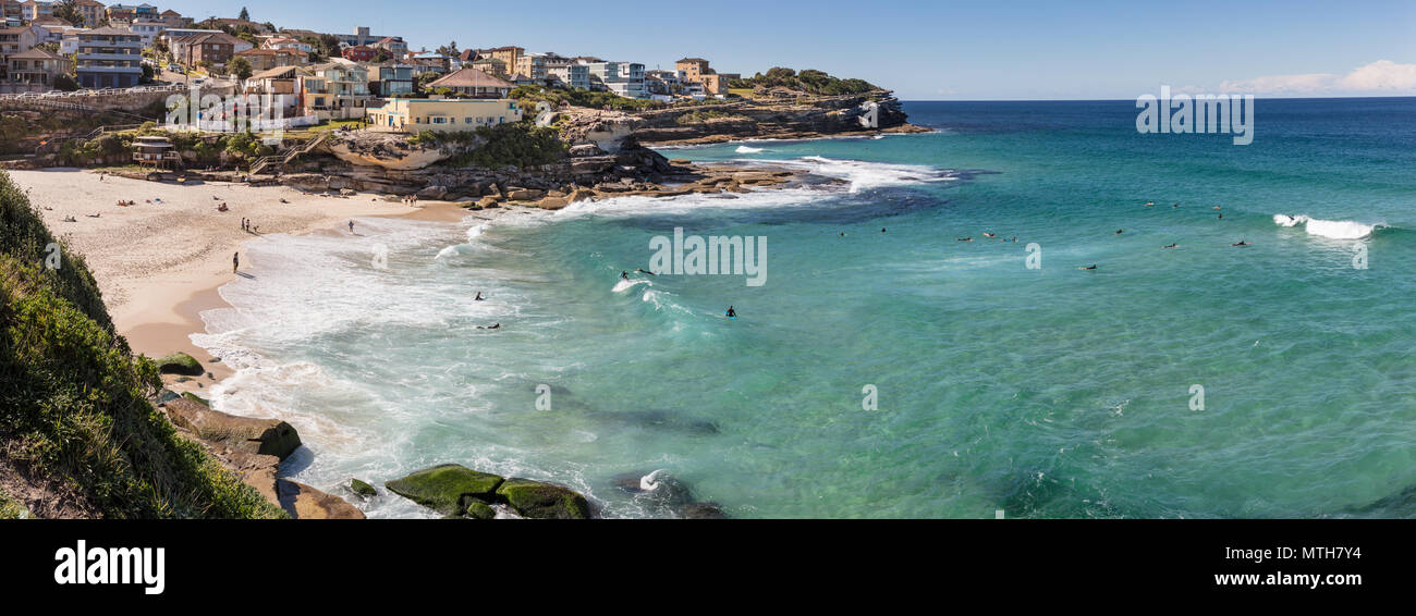 Panoramic view of Tamarama surf and swimming beach in Sydney, NSW, Australia Stock Photo