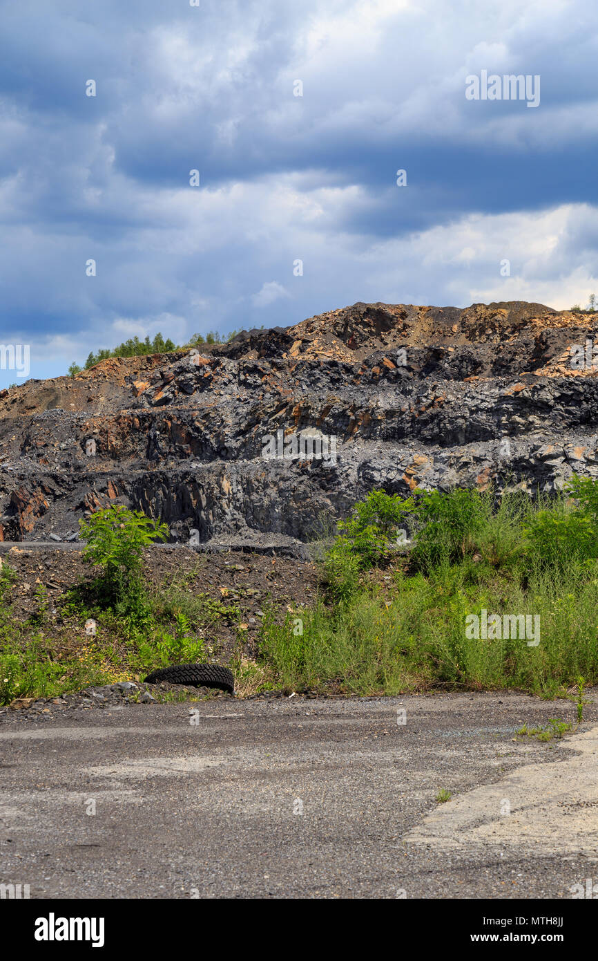 Mahanoy City, PA, USA June 22, 2016 Mounds of chum, scrap materials
