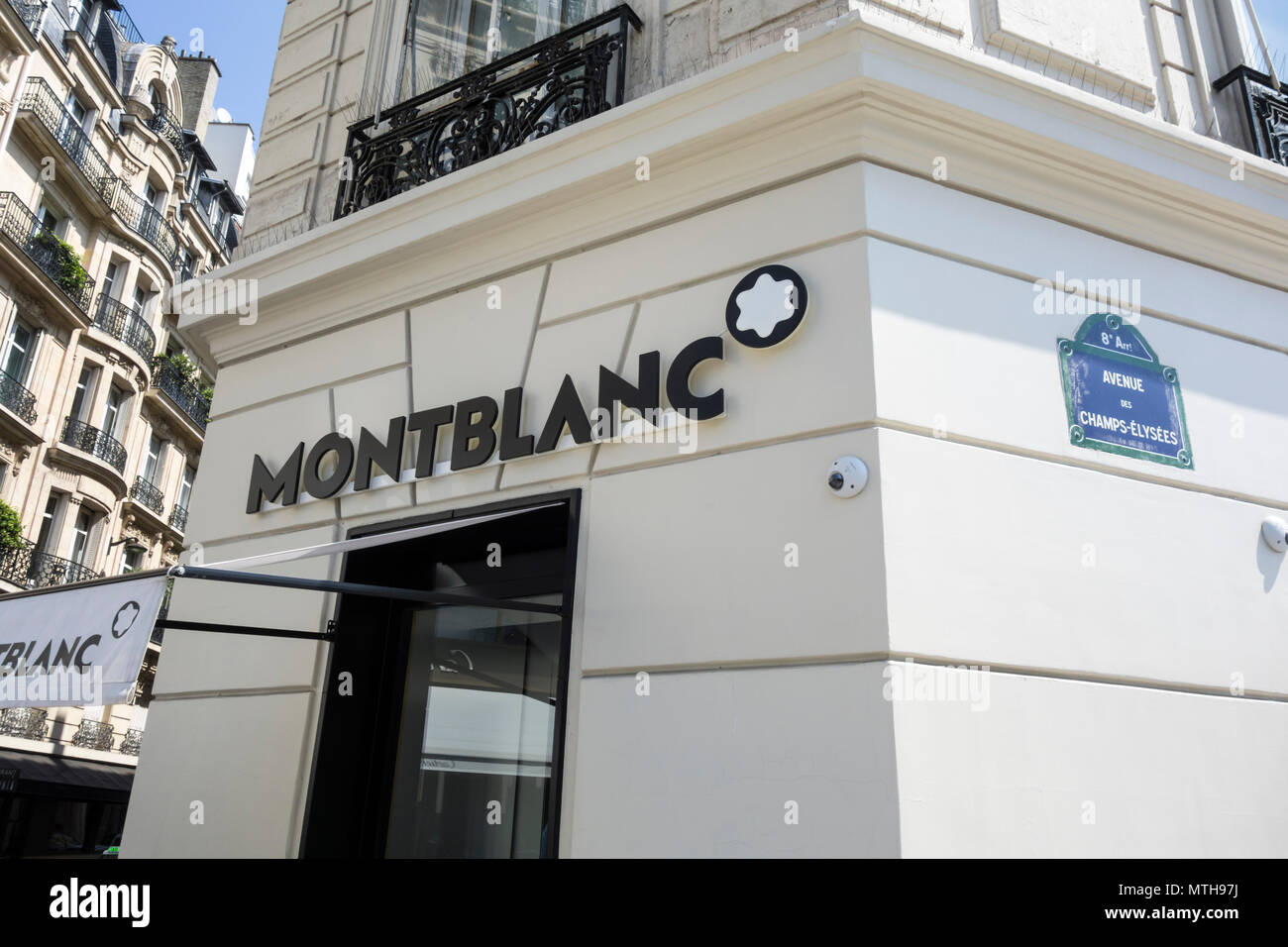 Mont Blanc Store at the Champs Elysées in Paris, France Stock Photo