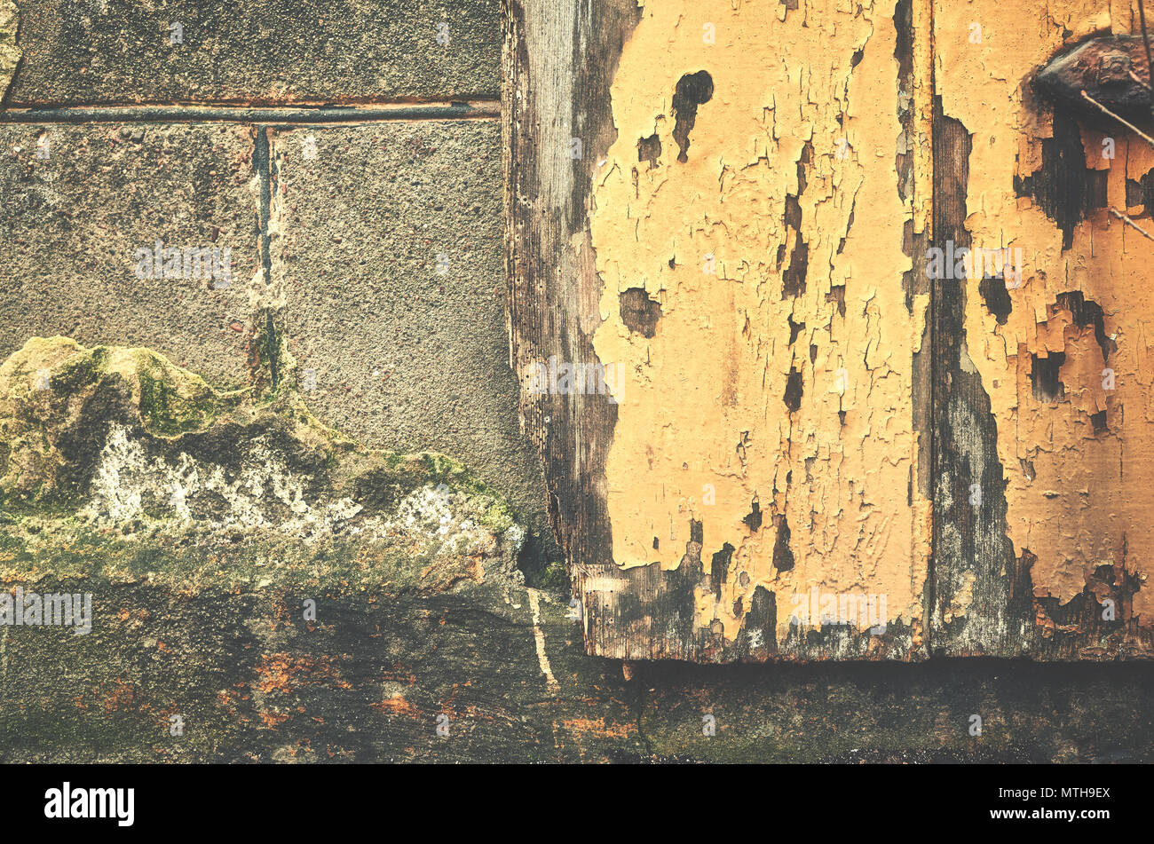 Close up picture of and old grunge wall, decay concept. Stock Photo
