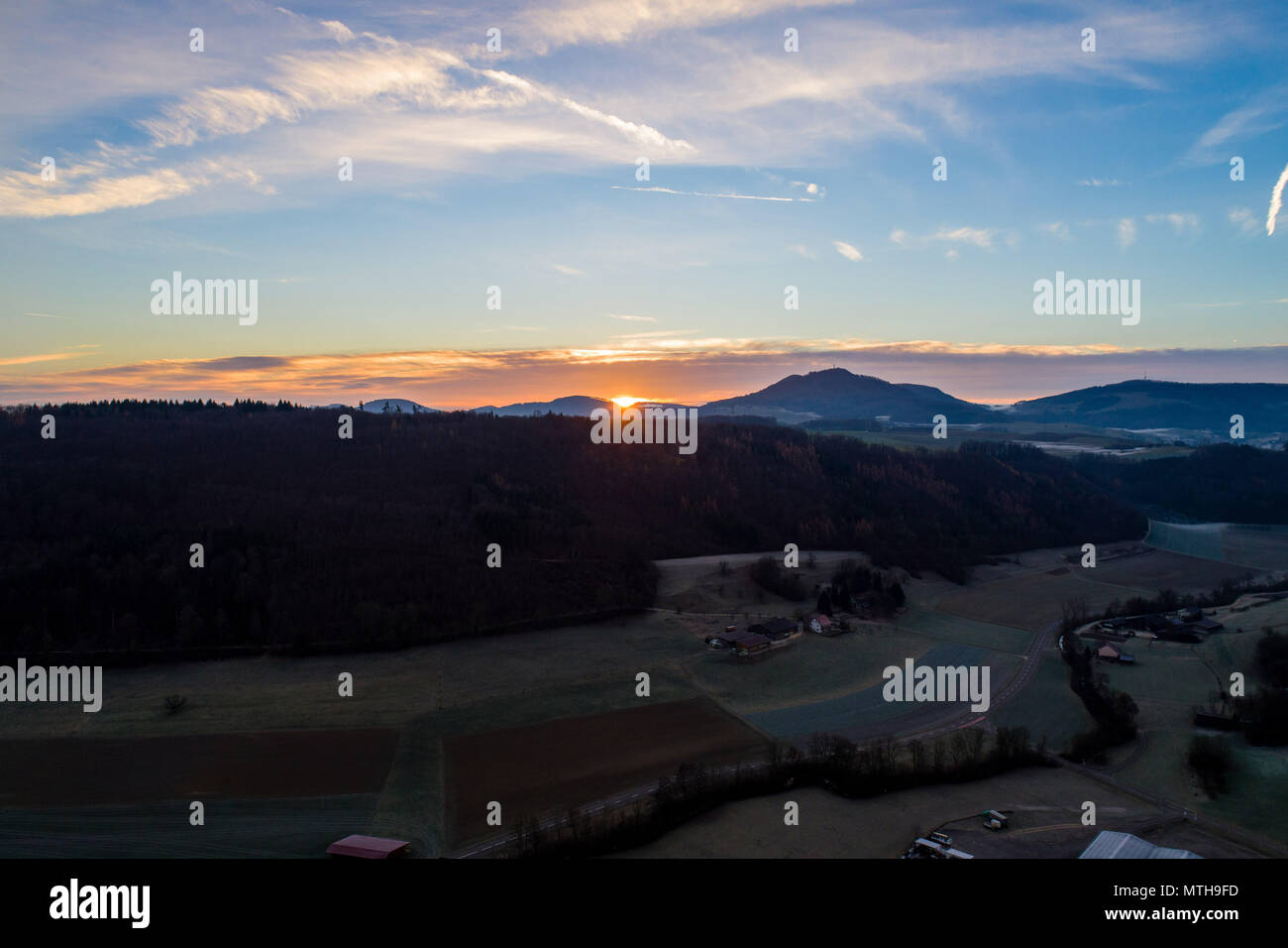 Aerial shot fog over forest hi-res stock photography and images - Alamy