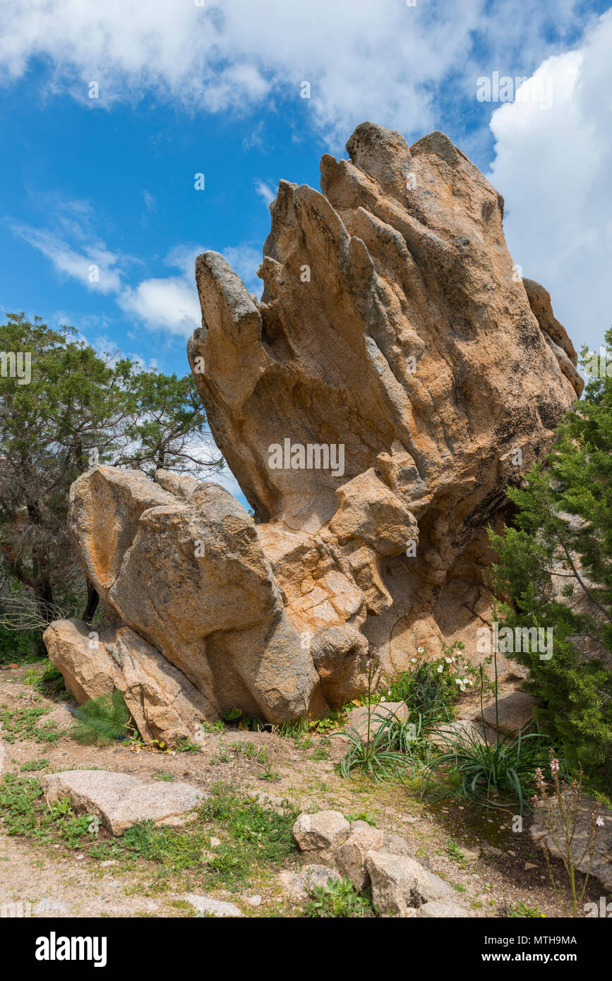 landscape of sardinia iin spring on sunny day in taly with rocks and blue sky as background Stock Photo