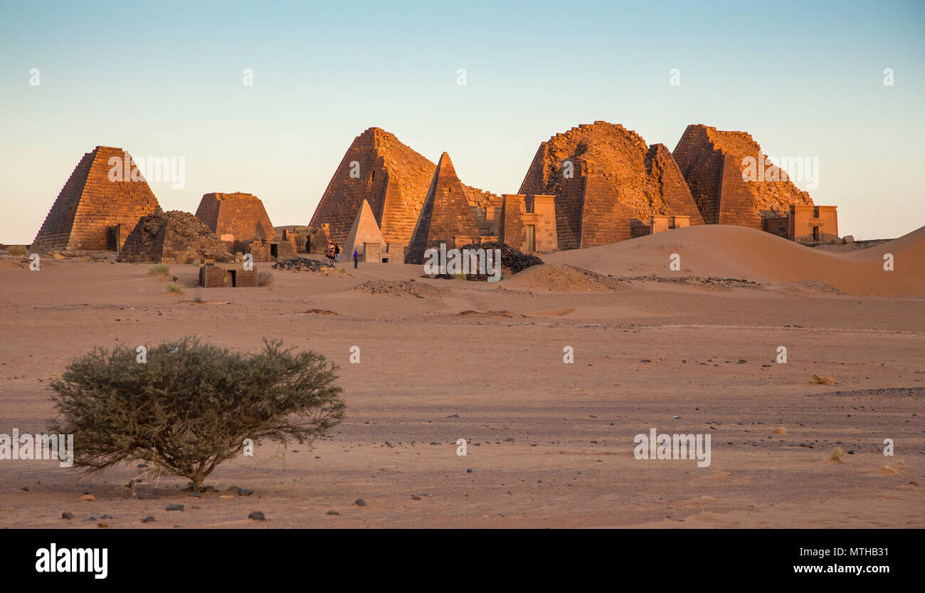 meroe pyramids in a desert of Sudan Stock Photo