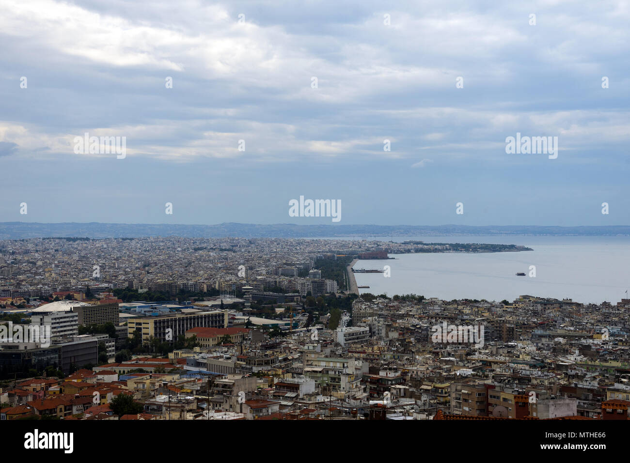 Thessaloniki, Greece, 09/29/2017: view of the city of Thessaloniki from the Ano Poli district Stock Photo