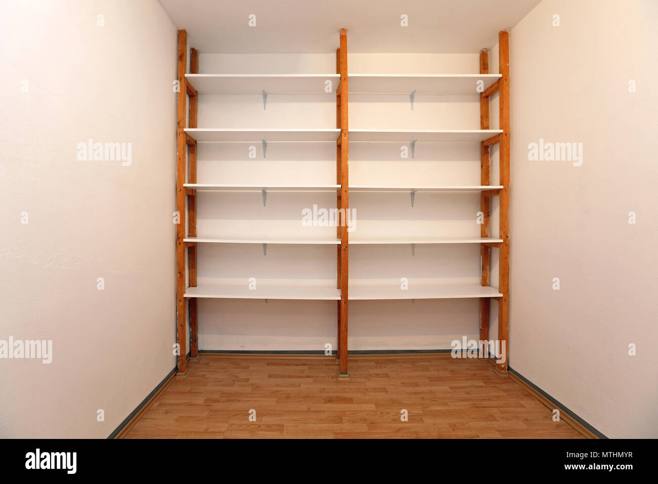 Empty Wall Shelf in Storage Room Stock Photo Alamy