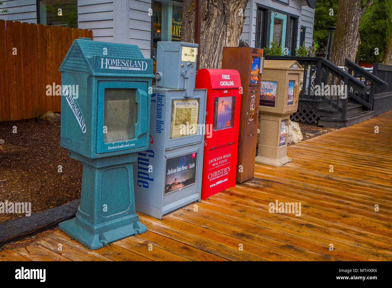 Jackson Hole, USA May 23 2018 Close up of newspaper inside of