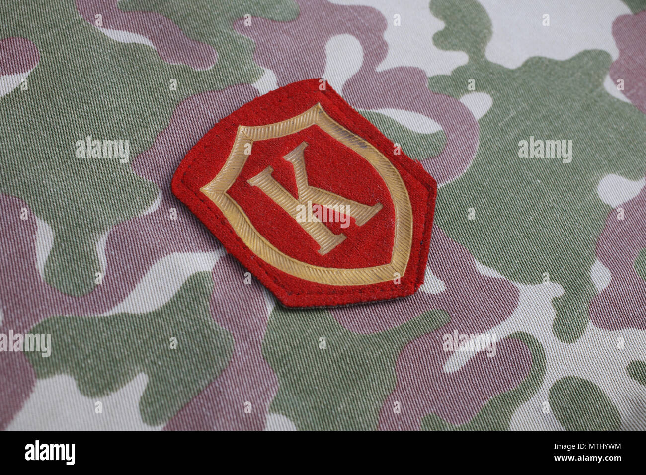 Soviet Army Commandant shoulder patch on camouflage uniform Stock Photo ...
