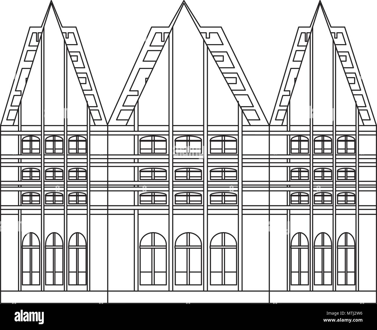 Old Traditional German Building icon over white background, vector ...