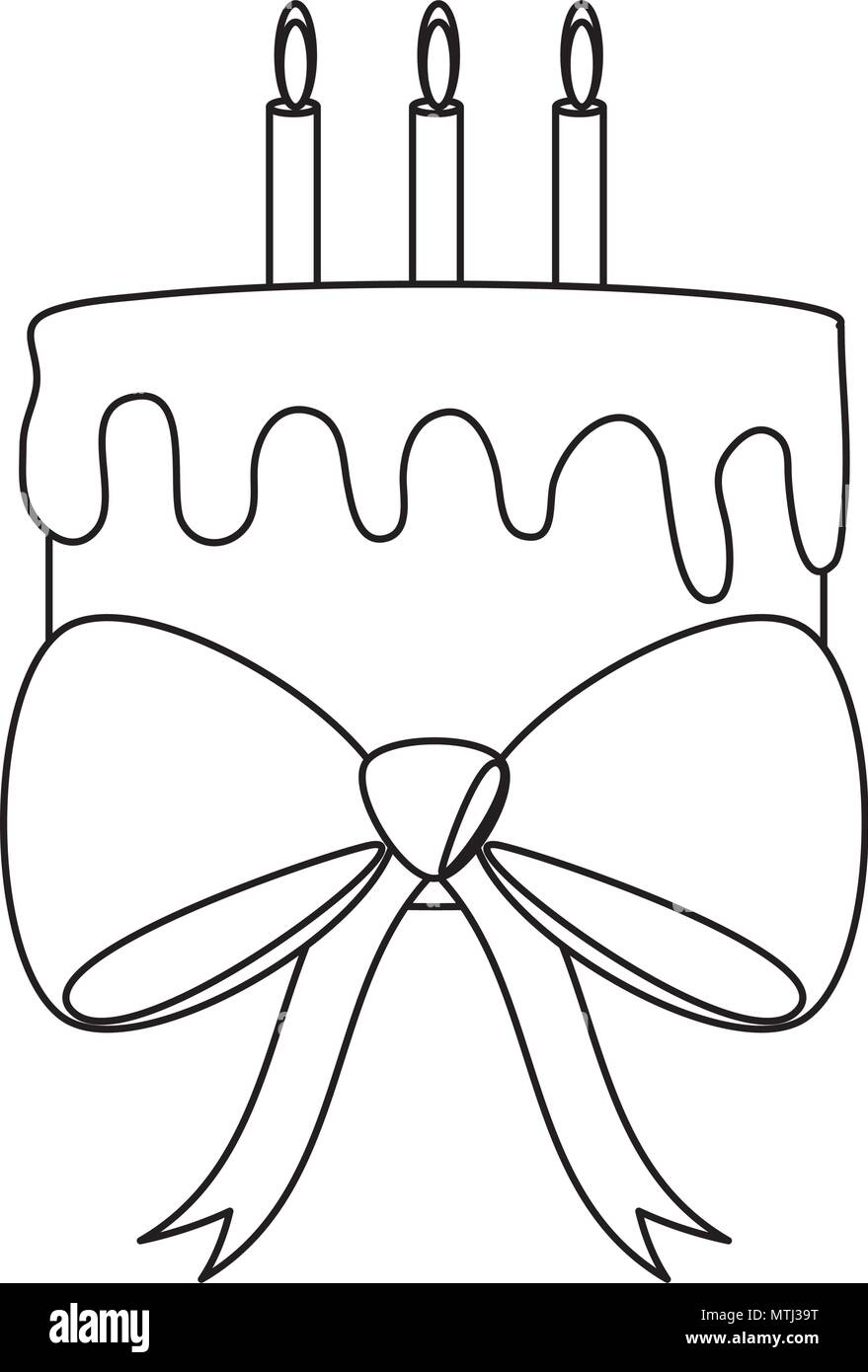 decorative bow with birthday cake icon over white background, vector ...