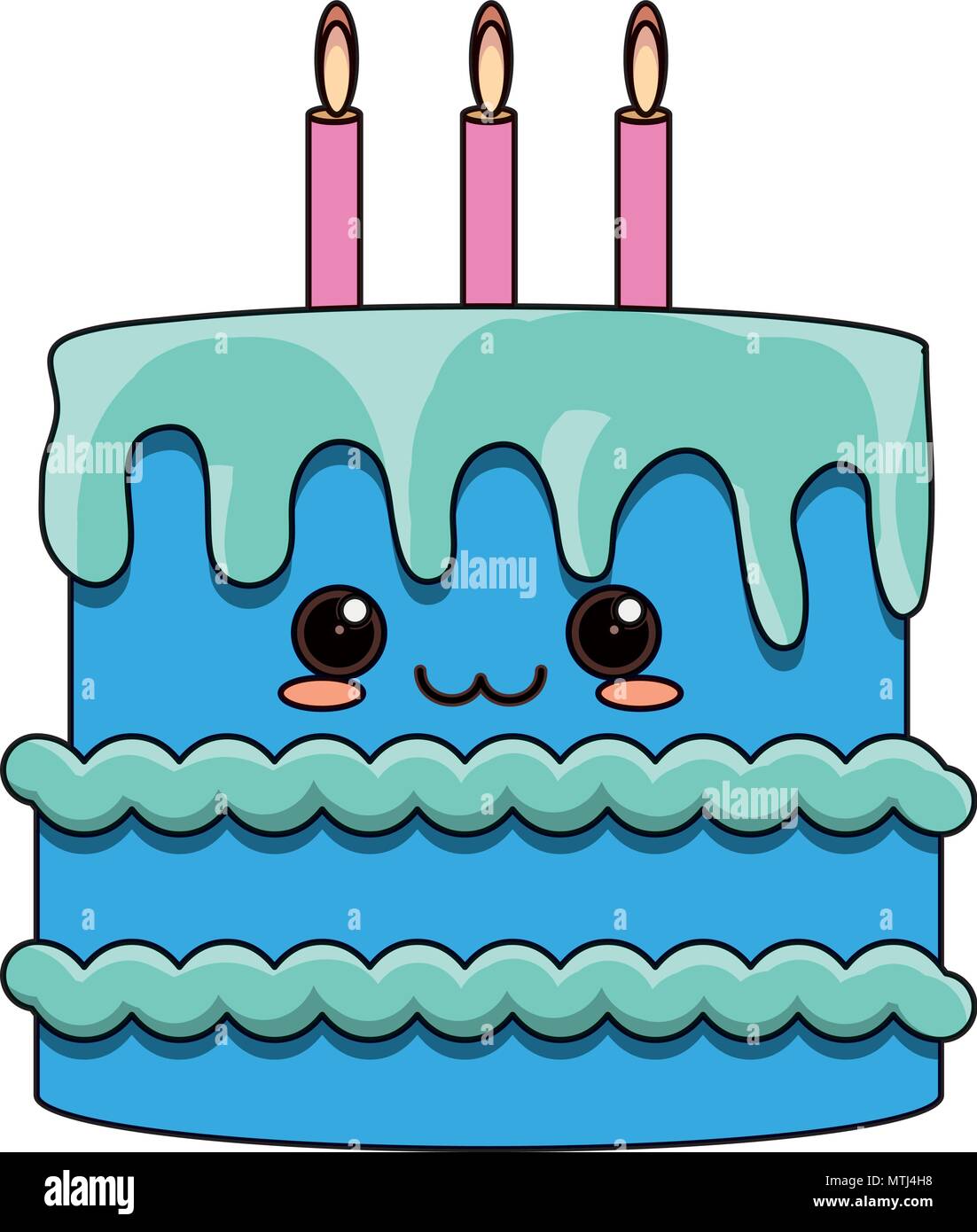 Kawaii birthday cake icon over white background, vector illustration Stock  Vector Image & Art - Alamy