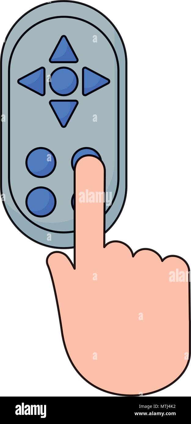 hand touching a control icon over white background, vector illustration ...