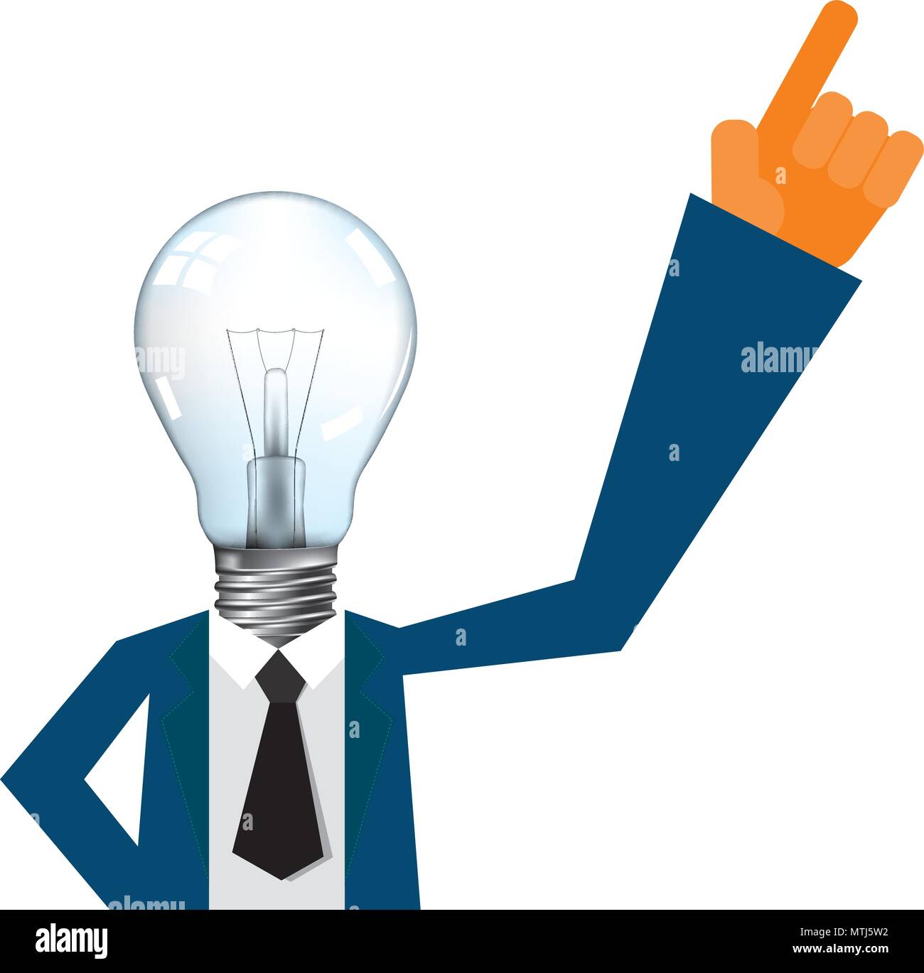 His head full of great ideas,head is made up of a light bulb. Stock Vector