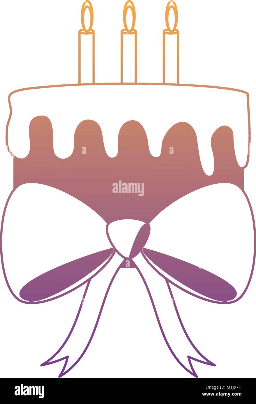 decorative bow with birthday cake icon over white background, vector ...
