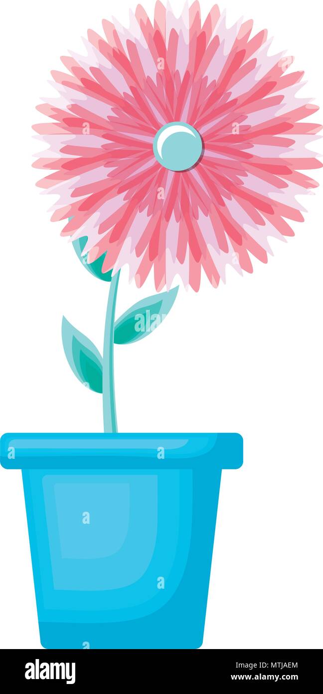 beautiful flower in a flowerpot icon over white background, colorful ...