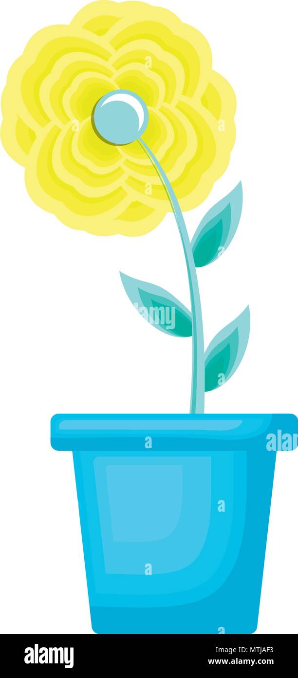 beautiful flower in a flowerpot icon over white background, colorful ...