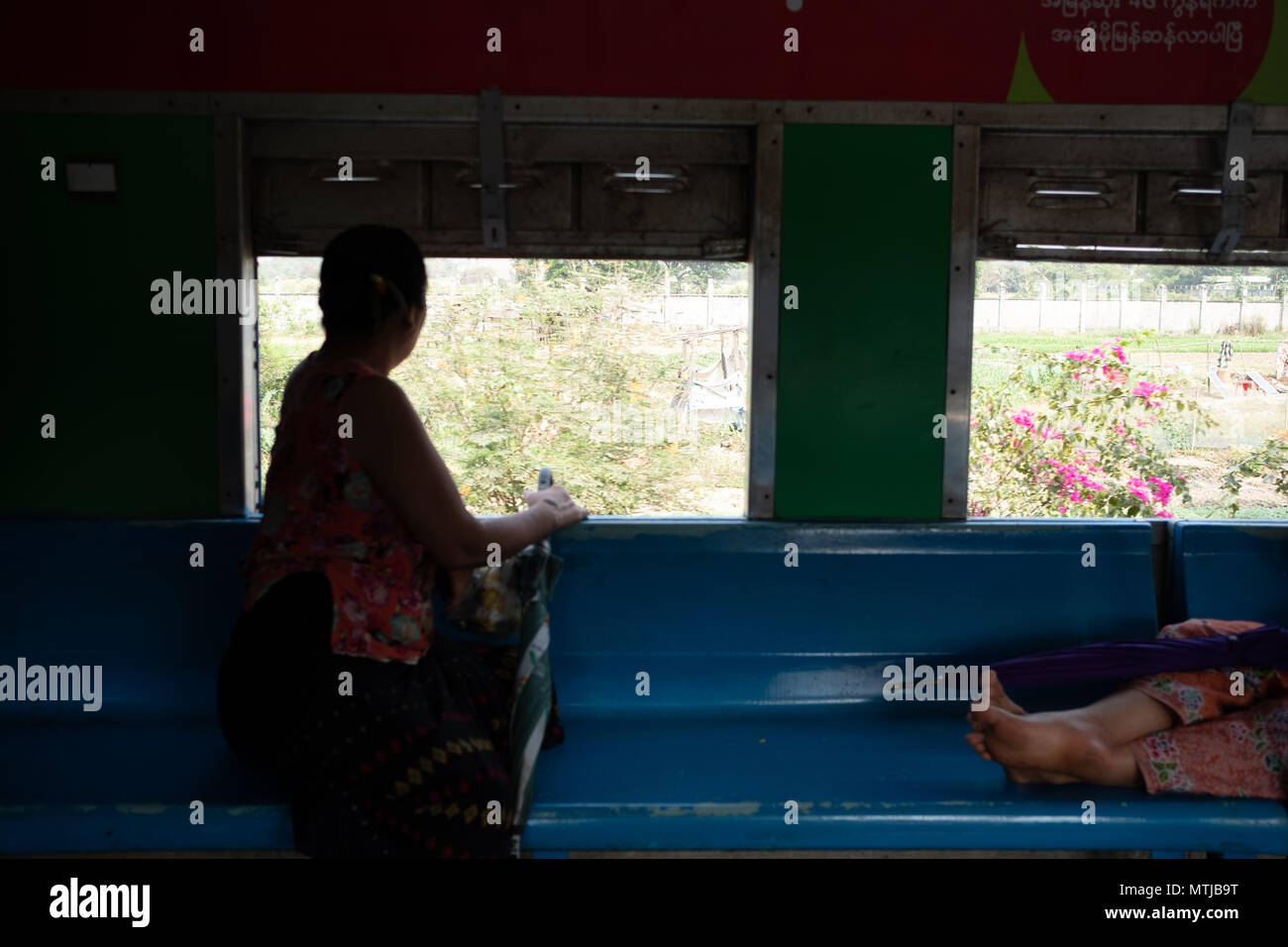 Passengers On Board The Circular Train That Loops Round The City Of ...