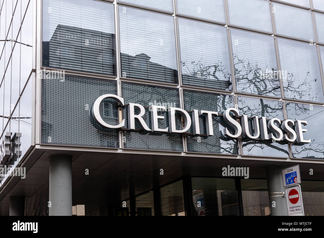 Credit Suisse signboard Stock Photo