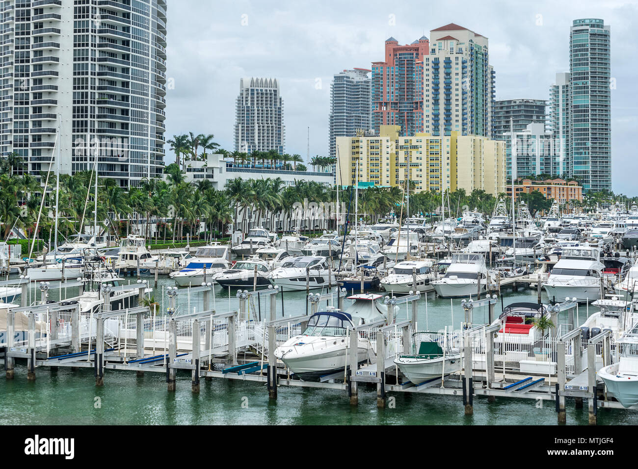 Miami beach marina in Florida Stock Photo