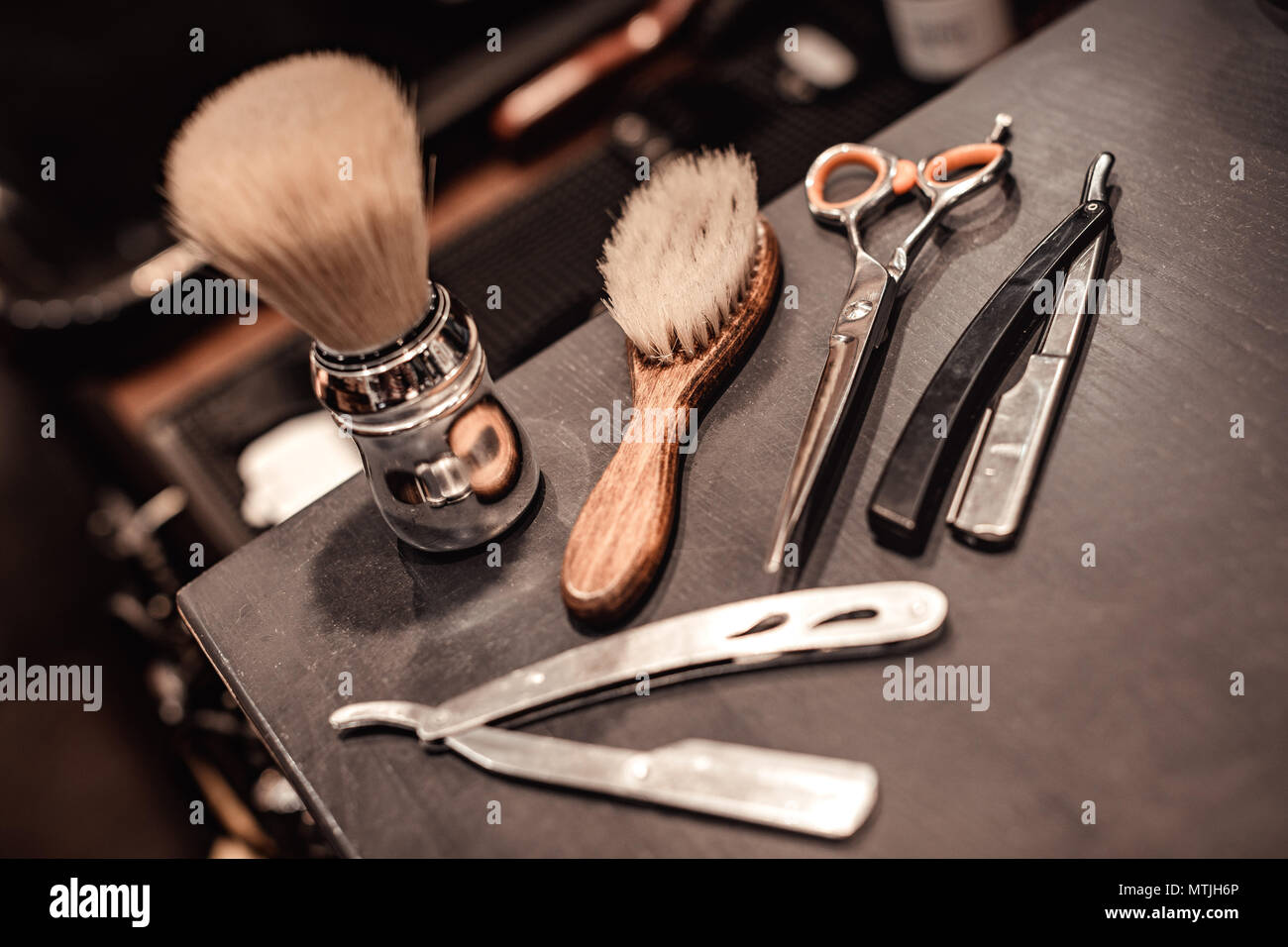 tools of barber shop Stock Photo