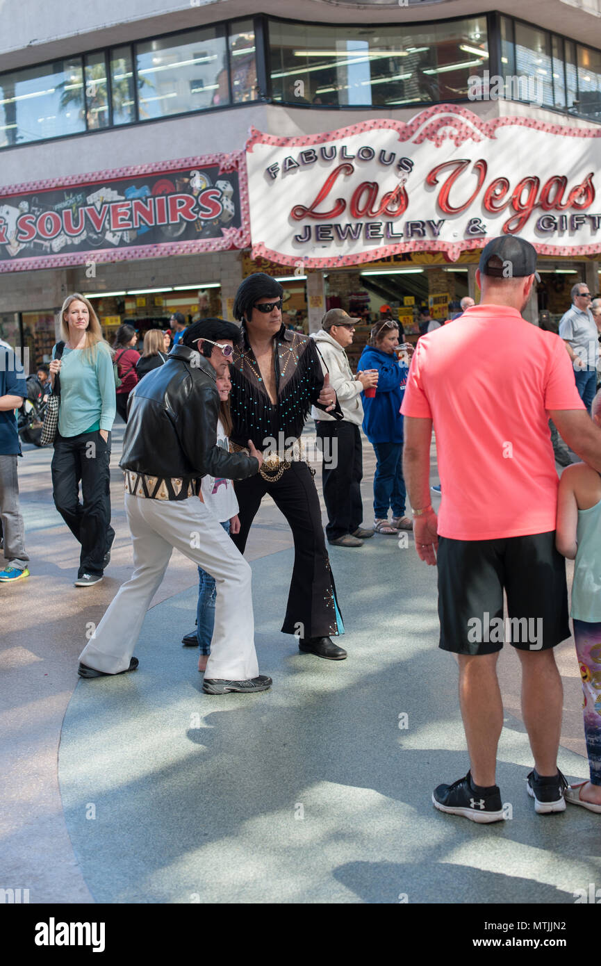 Elvis - two in Vegas on the street Stock Photo