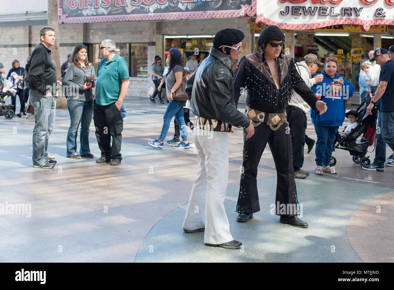 Elvis - two in Vegas on the street Stock Photo