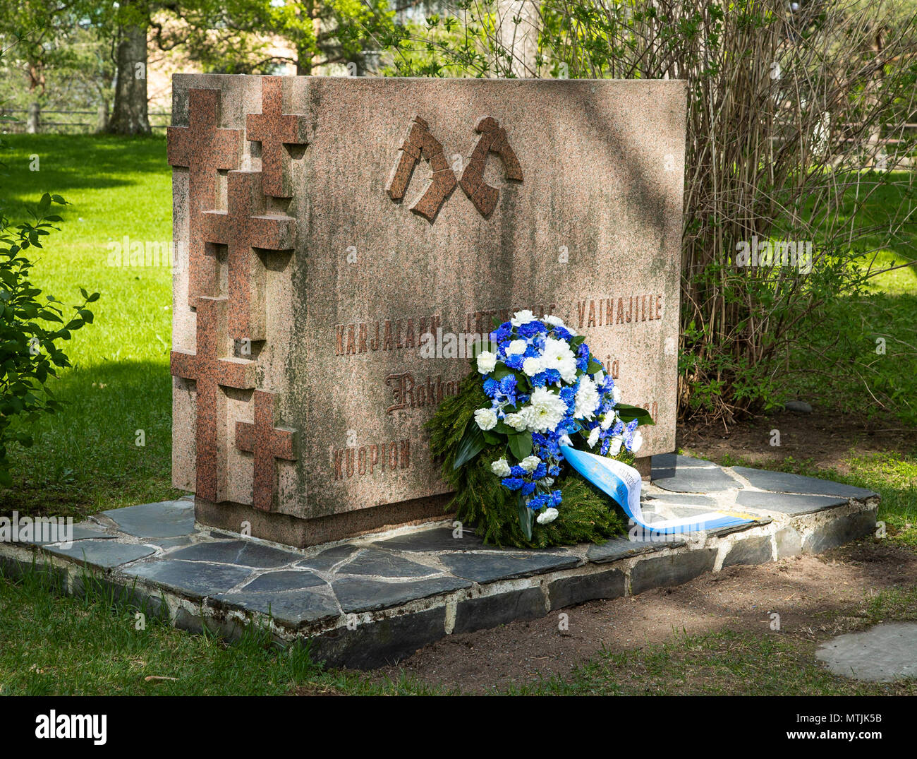 Memorial of the Finnish Karelian loved ones whose graves were left in the territory of Karelia that was robbed from Finland by Stalin's Soviet Union. Stock Photo