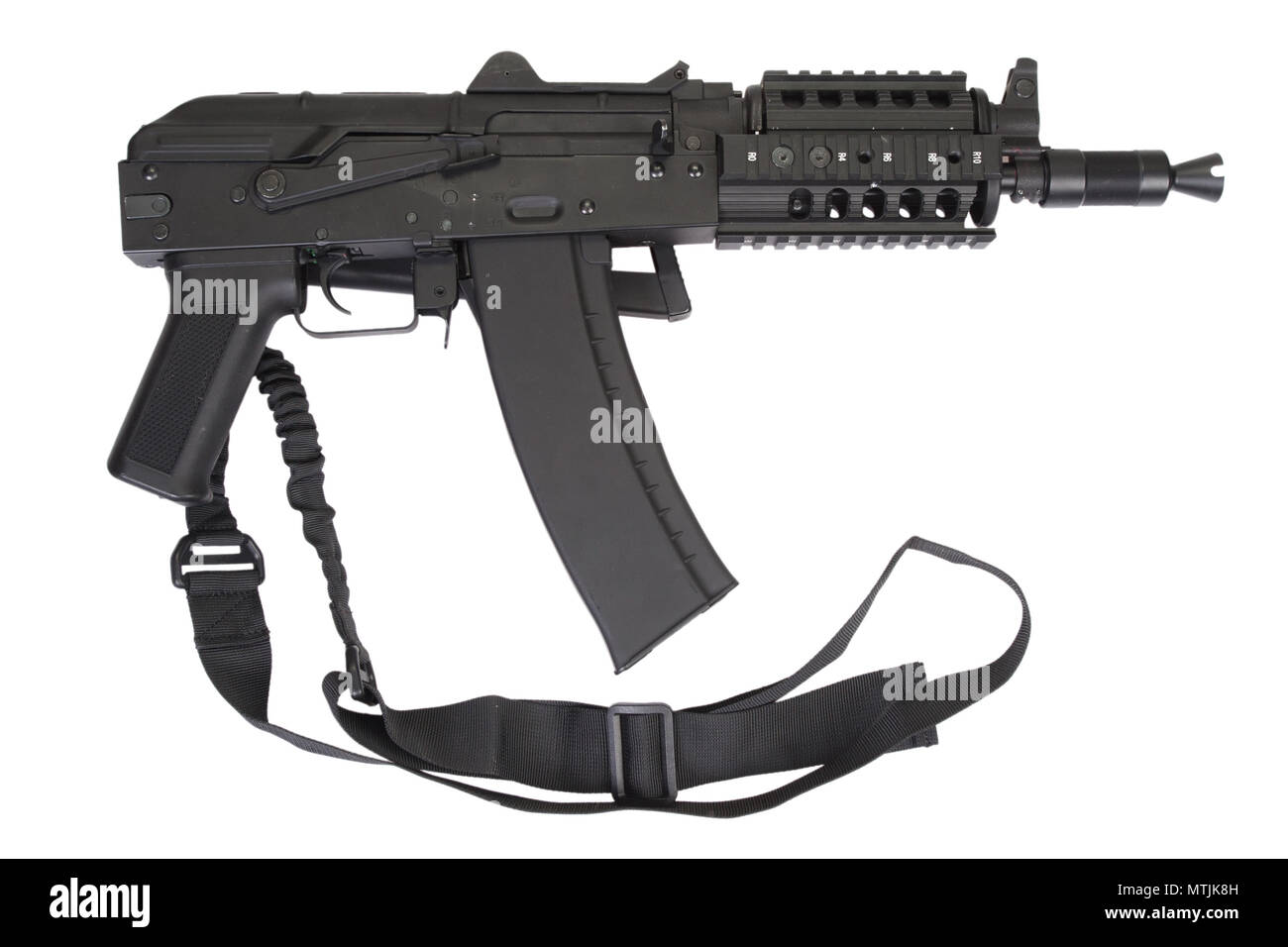 Kalashnikov AK47 short with modern update isolated on white Stock Photo -  Alamy