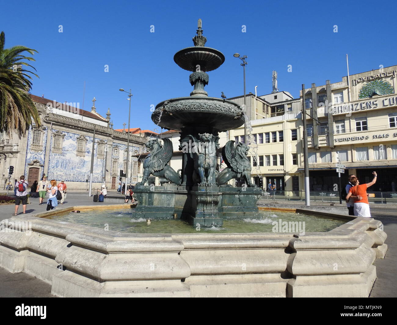 Fonte dos Leoes (Lions Fountain). Porto. Portugal. Stock Photo