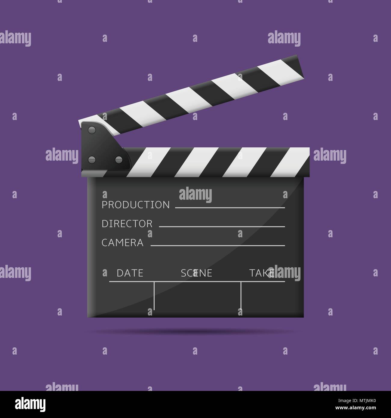Movie production clapper board. Film industry, Vector illustration Stock Vector