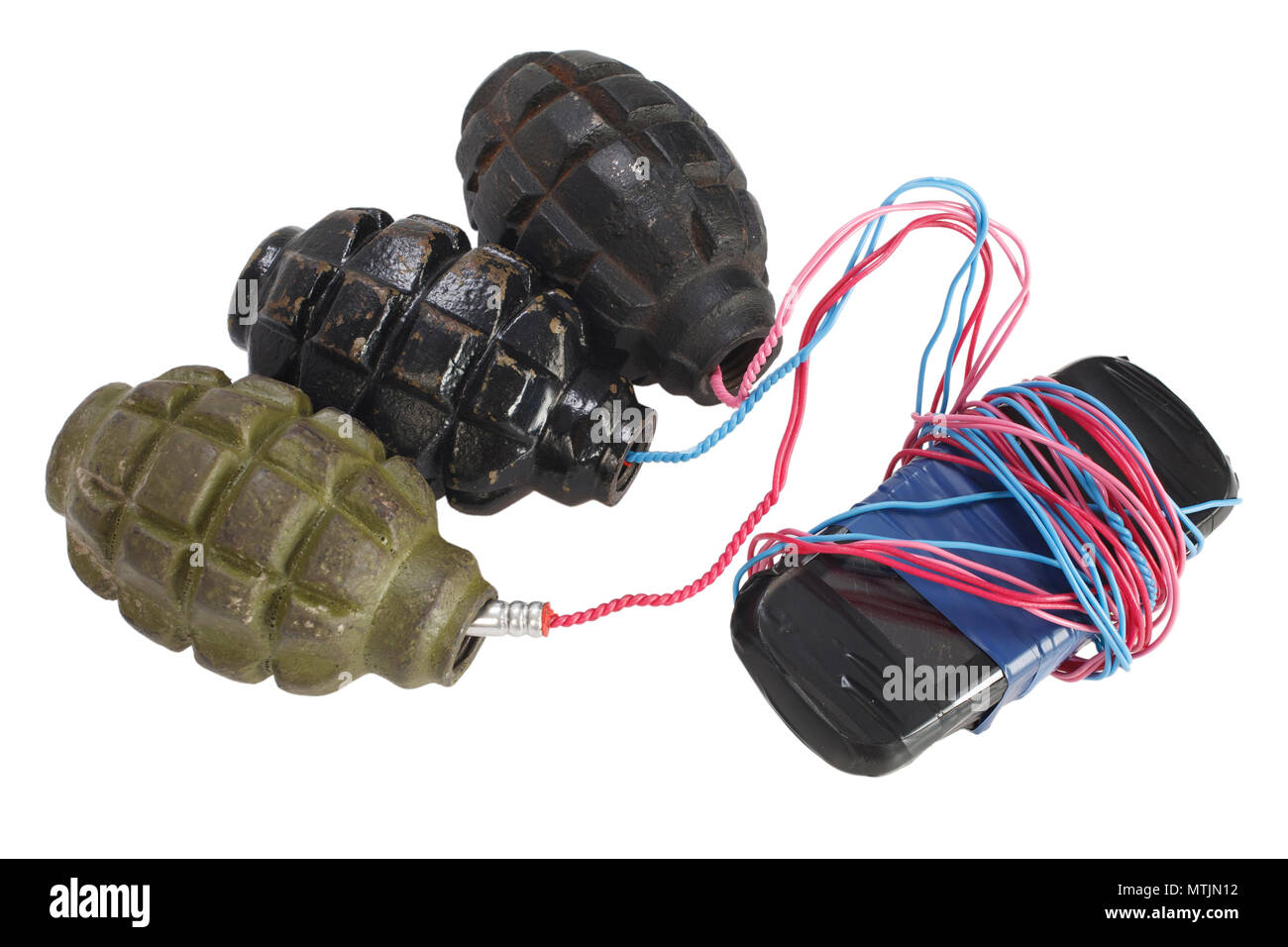 IED - Improvised Explosive Device isolated on white Stock Photo