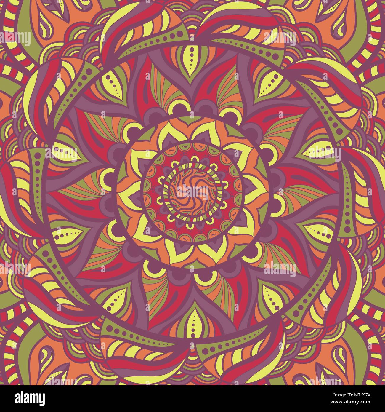 Simple Colorful Abstract Mandala Ethno Motive Bright