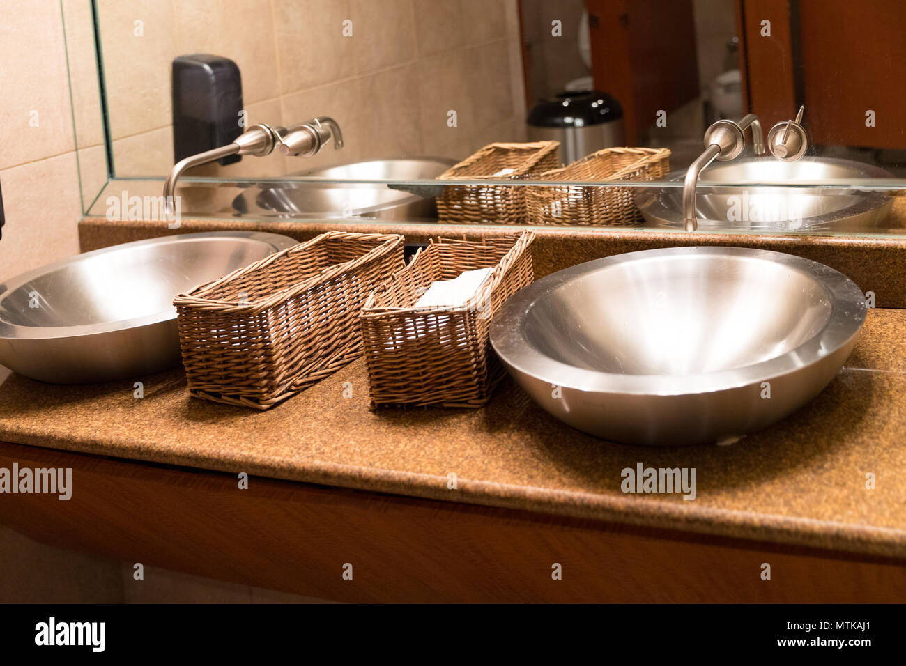 Modern bathroom sink in restaurant Stock Photo Alamy